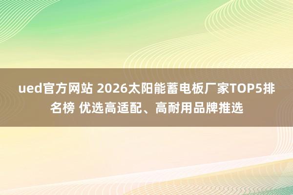 ued官方网站 2026太阳能蓄电板厂家TOP5排名榜 优选高适配、高耐用品牌推选