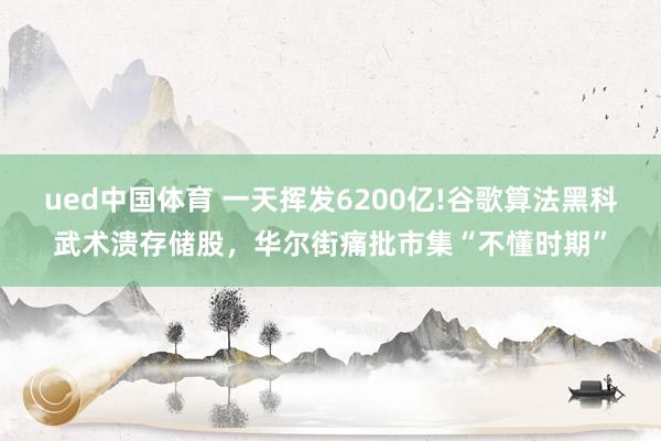 ued中国体育 一天挥发6200亿!谷歌算法黑科武术溃存储股，华尔街痛批市集“不懂时期”