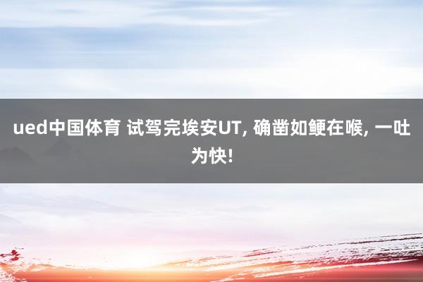 ued中国体育 试驾完埃安UT, 确凿如鲠在喉, 一吐为快!