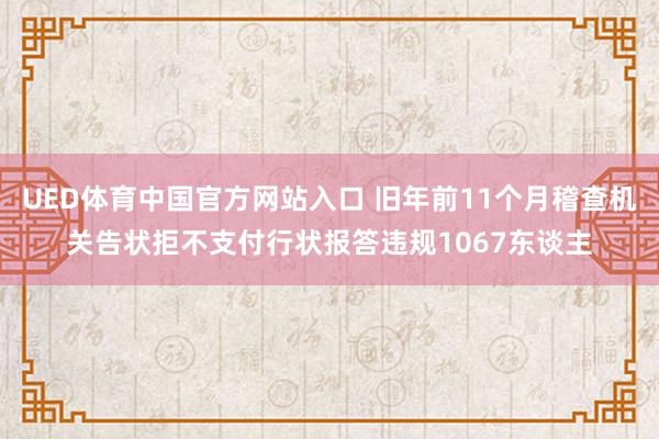 UED体育中国官方网站入口 旧年前11个月稽查机关告状拒不支付行状报答违规1067东谈主