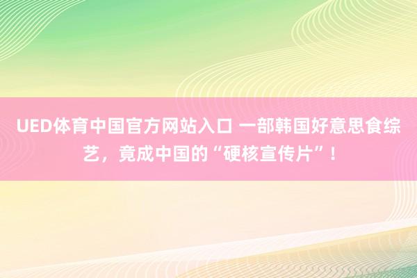UED体育中国官方网站入口 一部韩国好意思食综艺，竟成中国的“硬核宣传片”！