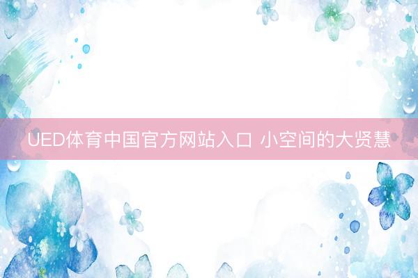 UED体育中国官方网站入口 小空间的大贤慧